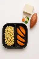 Tofu Veggie Scramble and Sweet Potato  Wedges